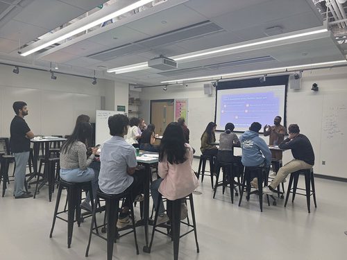 A presentation being given in a classroom at Entrepreneurship for Everyone