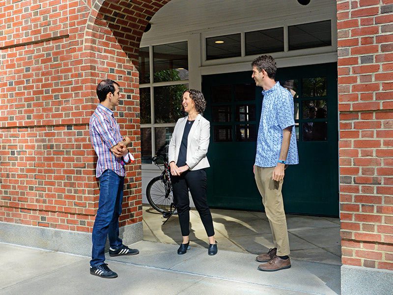Dean Alexis Abramson talks to Professors Eugene Korsunskiy and Sol Diamond, co-directors of DIAD.