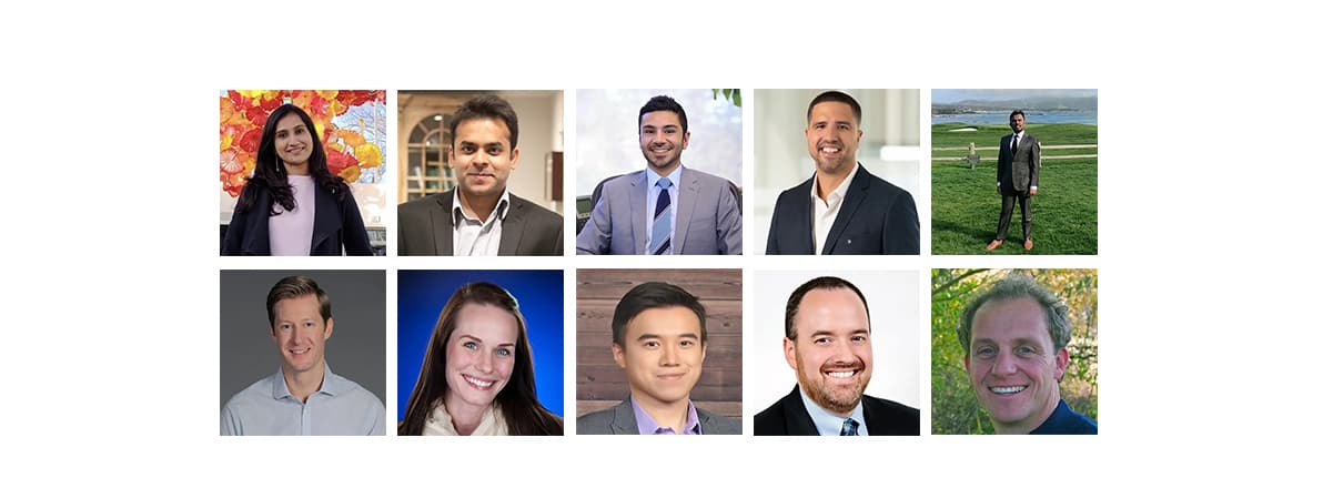 A grid of alumni profile headshots