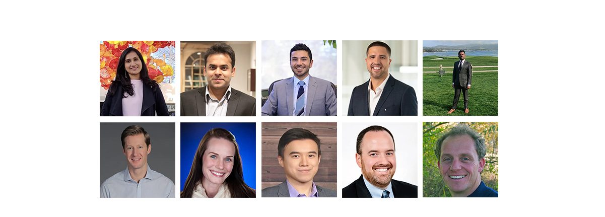A grid of alumni profile headshots