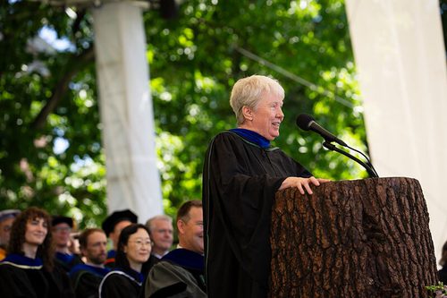 Maria Klawe speaking at 2026 investiture