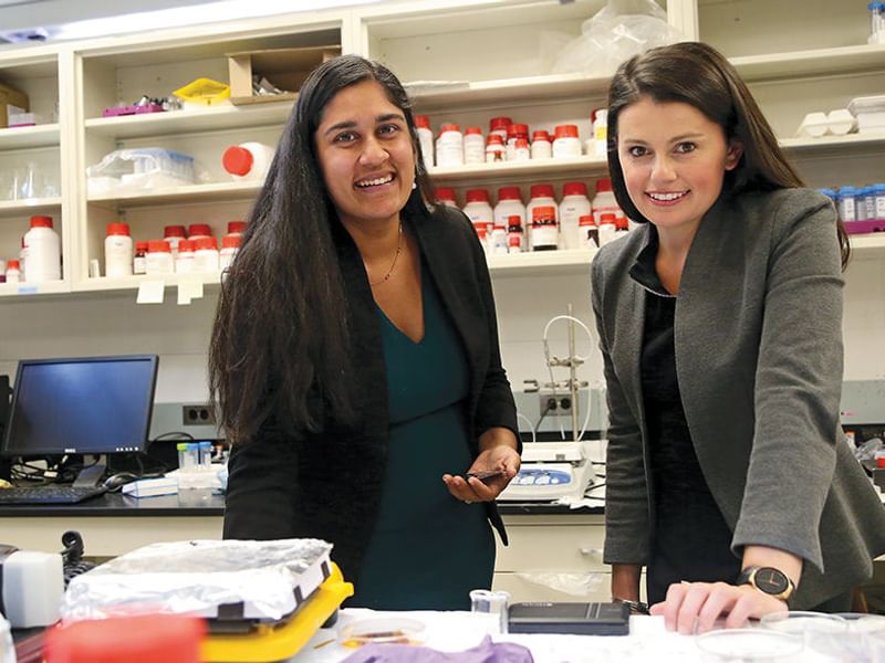 Two female PhD Innovation alumni who later founded their own company, Nanopath, based in part on their Dartmouth Engineering PhD work.