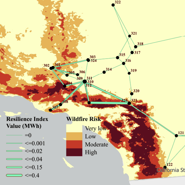 Map of relative wildfire risk and resilience