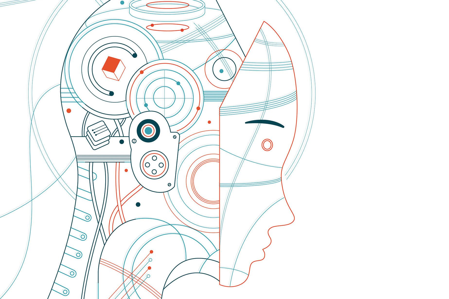 Robot head with gears