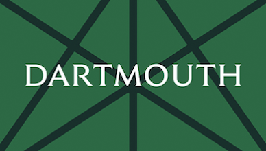 Example back of a business card with Dartmouth wordmark and a black geometric pine tree