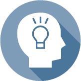 a glowing lightbulb inside a head represents the entrepreneurship focus area