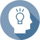 a glowing lightbulb inside a head represents the entrepreneurship focus area