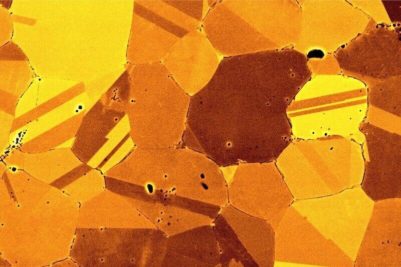 SEM image confirming the predicted structure of the synthesized alloy, CoFeMnNiZn.