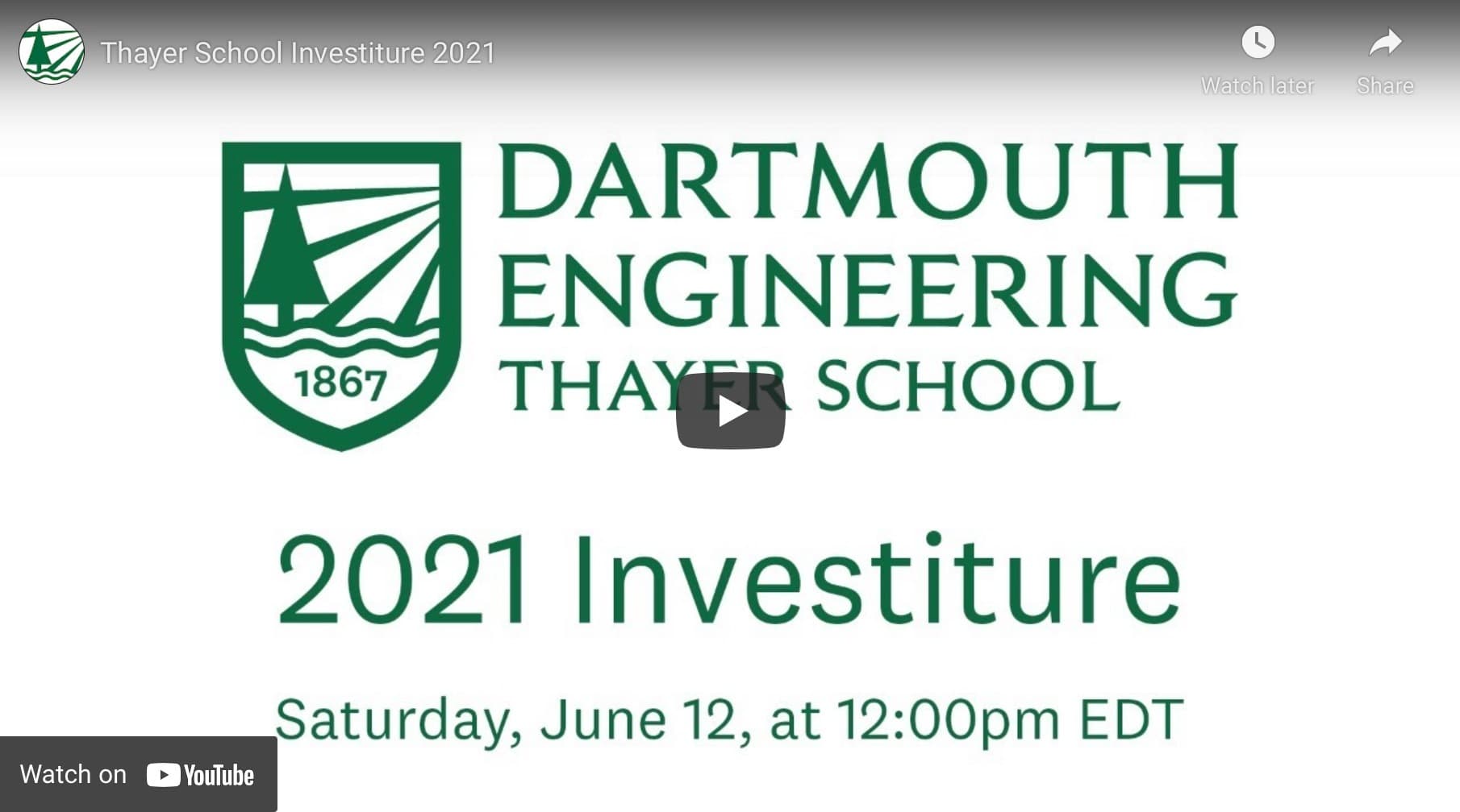 Investiture 2021 Video