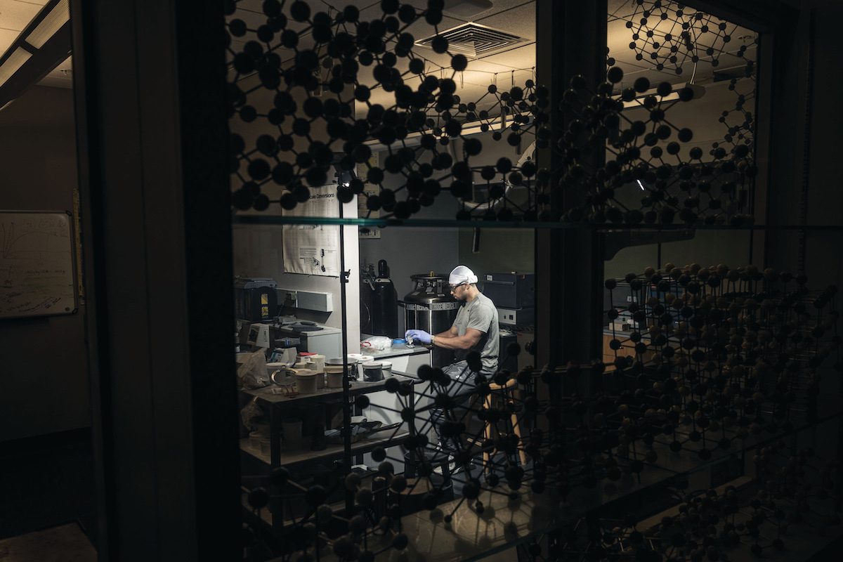 Micah Greene in materials lab