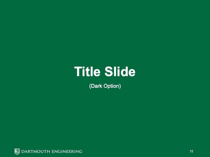 Screenshot of standard width dark title slide template