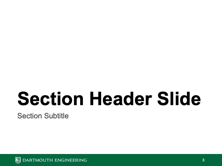 Screenshot of standard width section header slide template