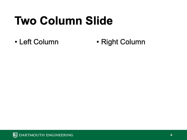 Screenshot of standard width two-column slide template
