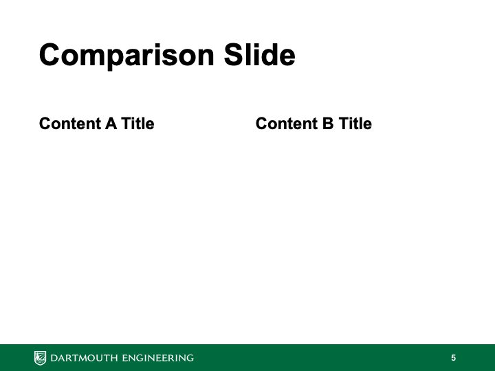 Screenshot of standard width comparison slide template