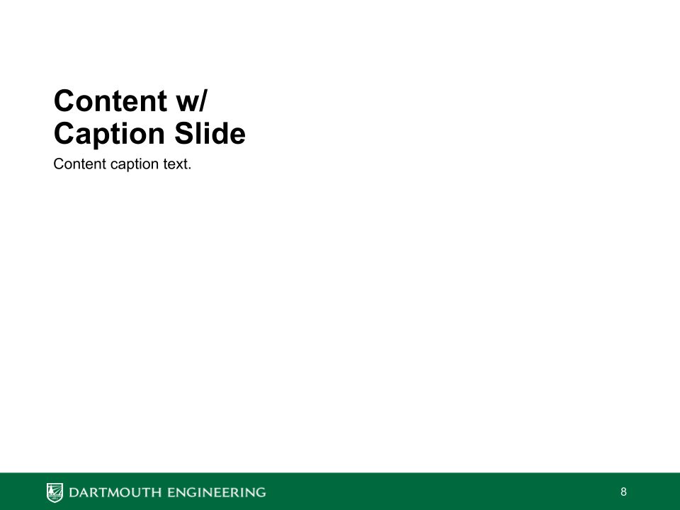 Screenshot of standard width content with caption slide template